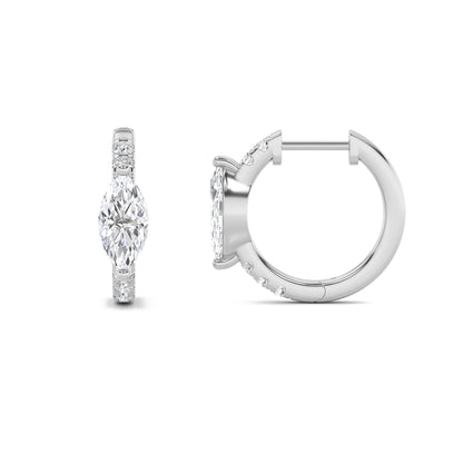 1.5CTW Marquise Lab-Grown Diamond Prong Solitare Accent Huggie Earrings 12 Stones