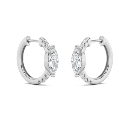 1.5CTW Marquise Lab-Grown Diamond Prong Solitare Accent Huggie Earrings 12 Stones