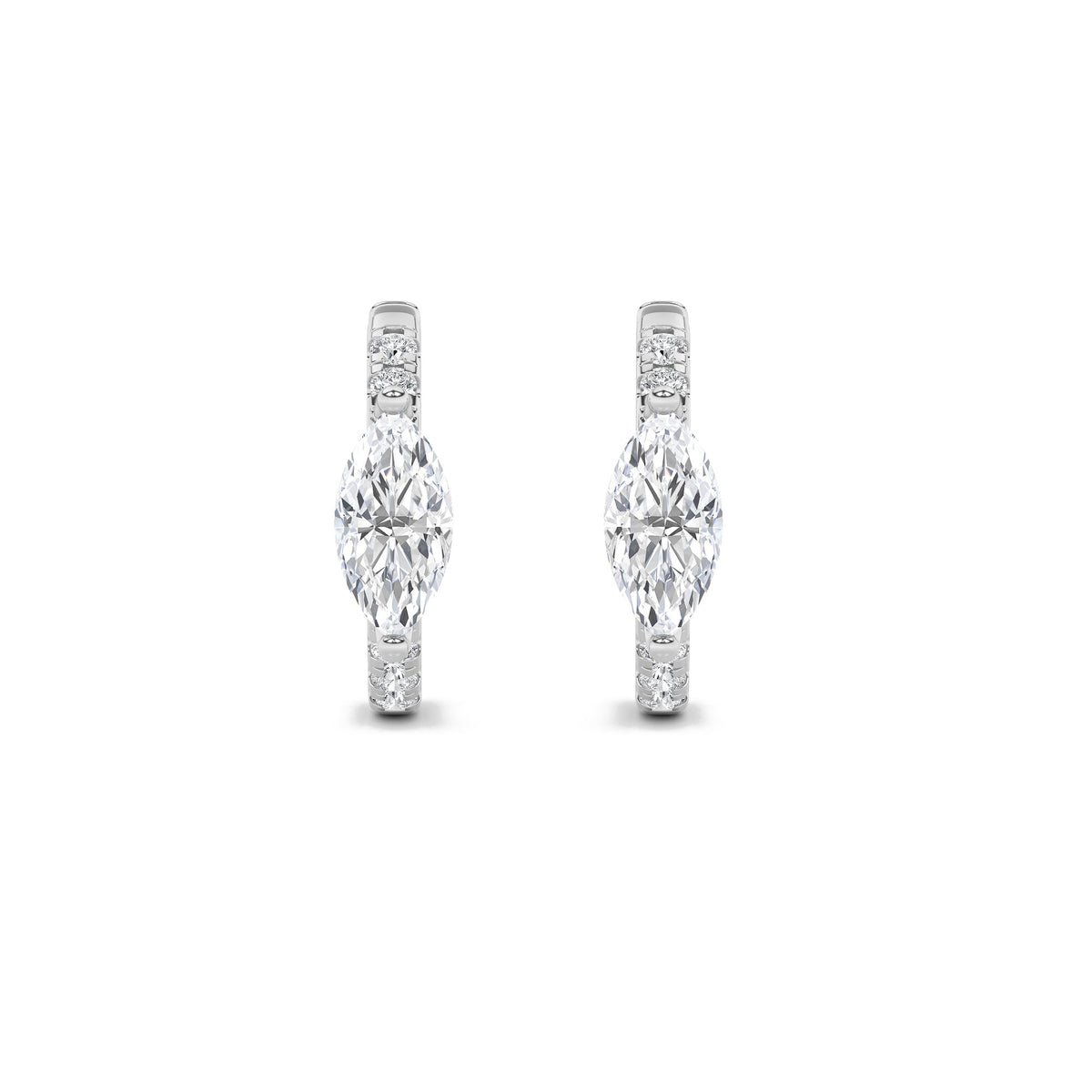 1.5CTW Marquise Lab-Grown Diamond Prong Solitare Accent Huggie Earrings 12 Stones