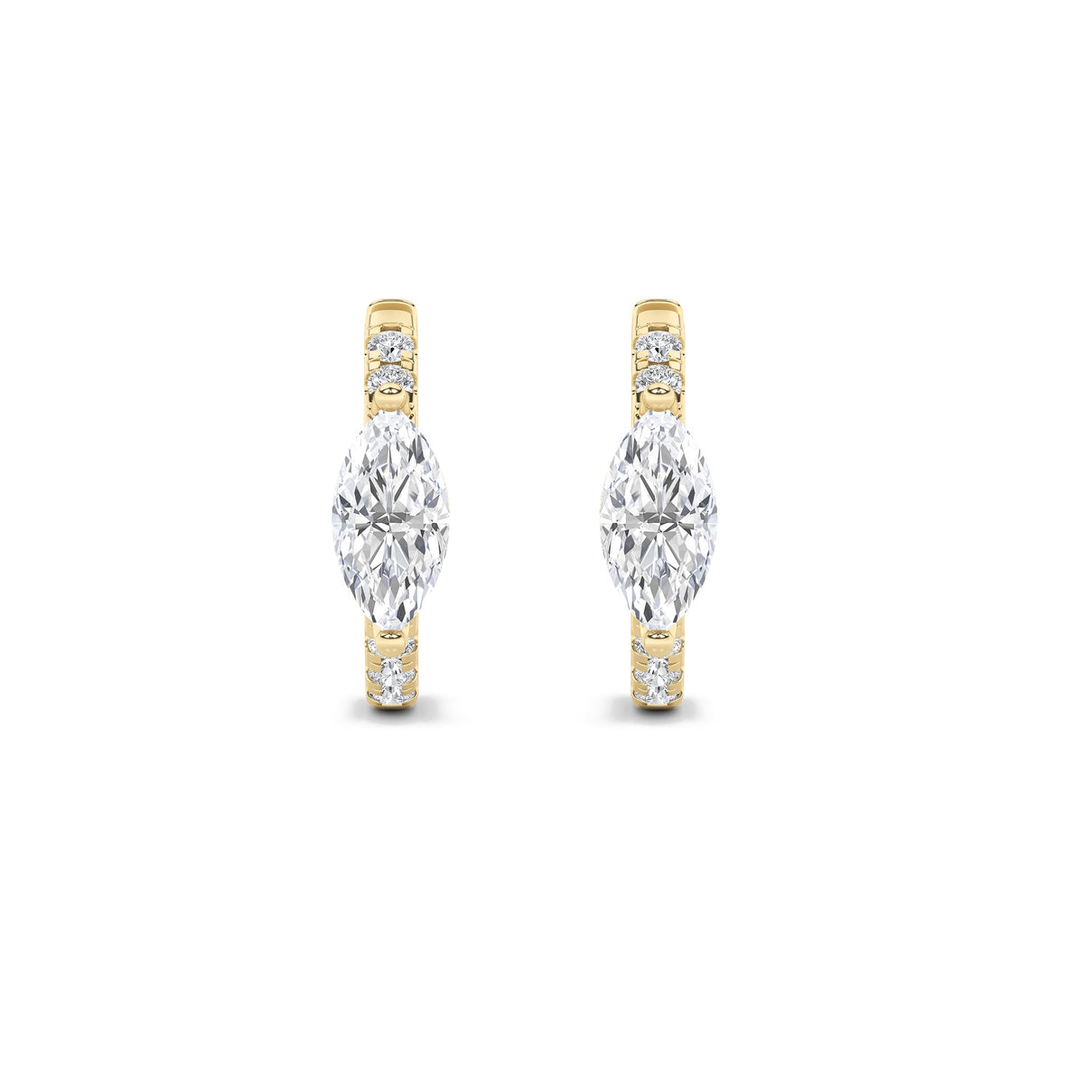 1.5CTW Marquise Lab-Grown Diamond Prong Solitare Accent Huggie Earrings 12 Stones
