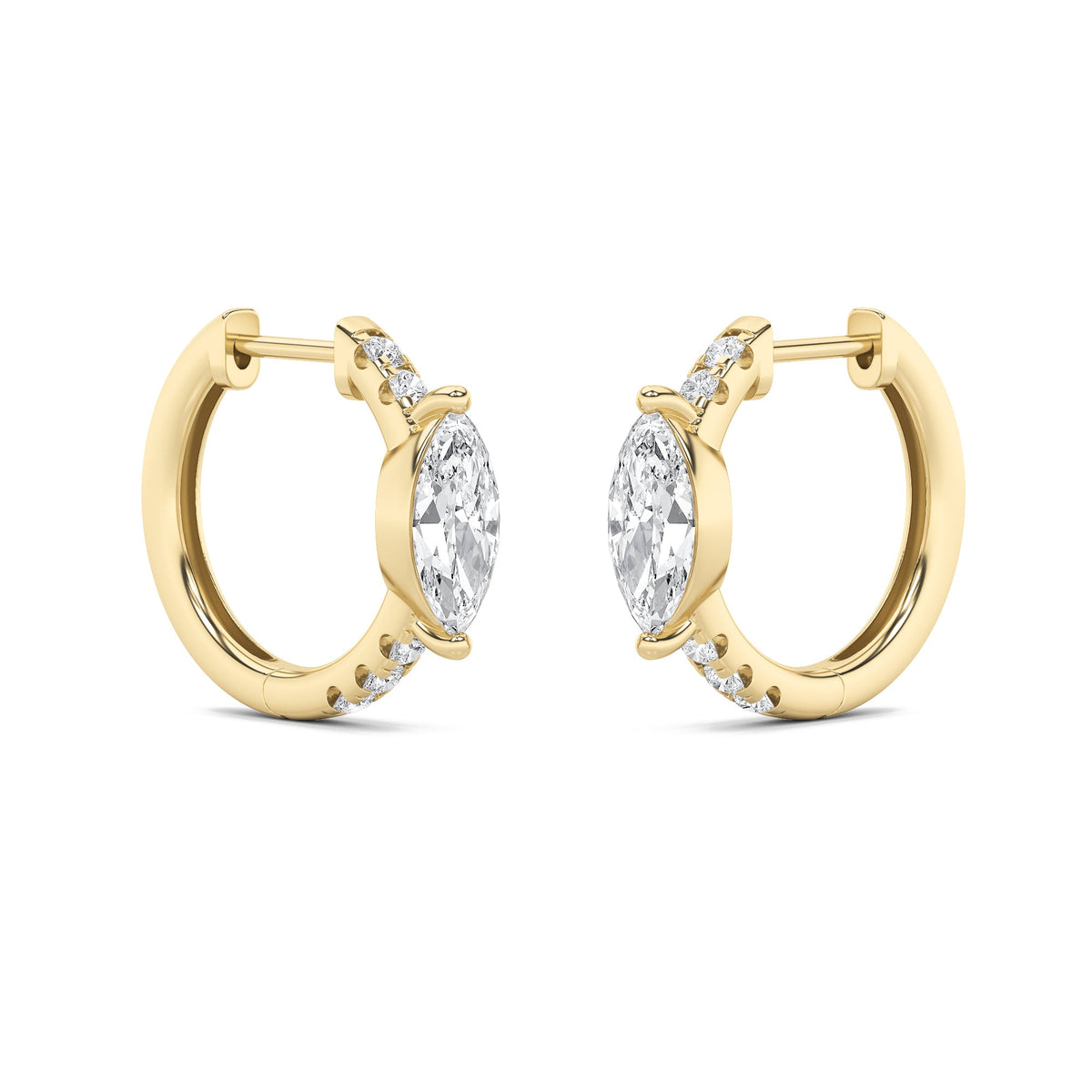 1.5CTW Marquise Lab-Grown Diamond Prong Solitare Accent Huggie Earrings 12 Stones