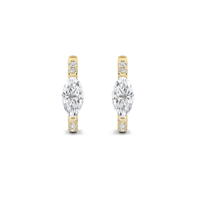1.5CTW Marquise Lab-Grown Diamond Prong Solitare Accent Huggie Earrings 12 Stones