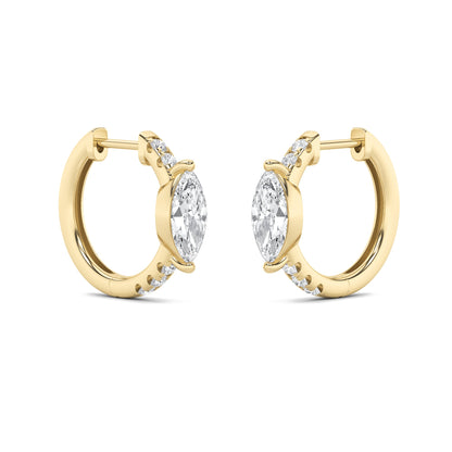1.5CTW Marquise Lab-Grown Diamond Prong Solitare Accent Huggie Earrings 12 Stones