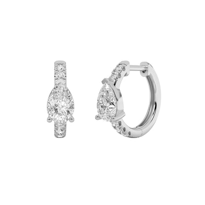1.5CTW Pear Lab-Grown Diamond Prong Earring 12 Stones