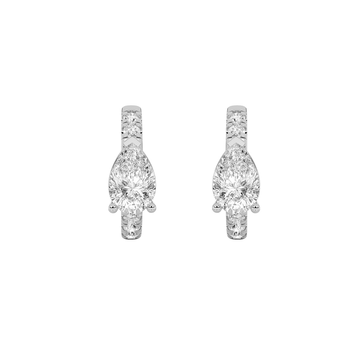 1.5CTW Pear Lab-Grown Diamond Prong Earring 12 Stones