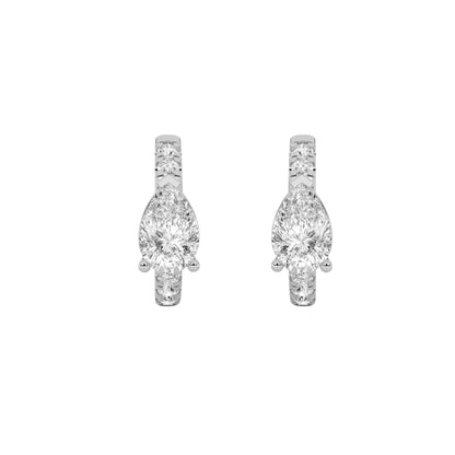 1.5CTW Pear Lab-Grown Diamond Prong Earring 12 Stones