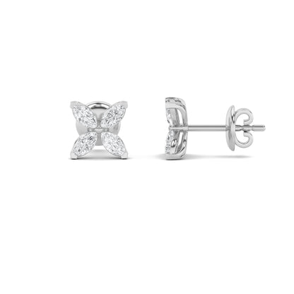 2CTW Marquise Lab-Grown Diamond Prong Flower Earrings 8 Stones