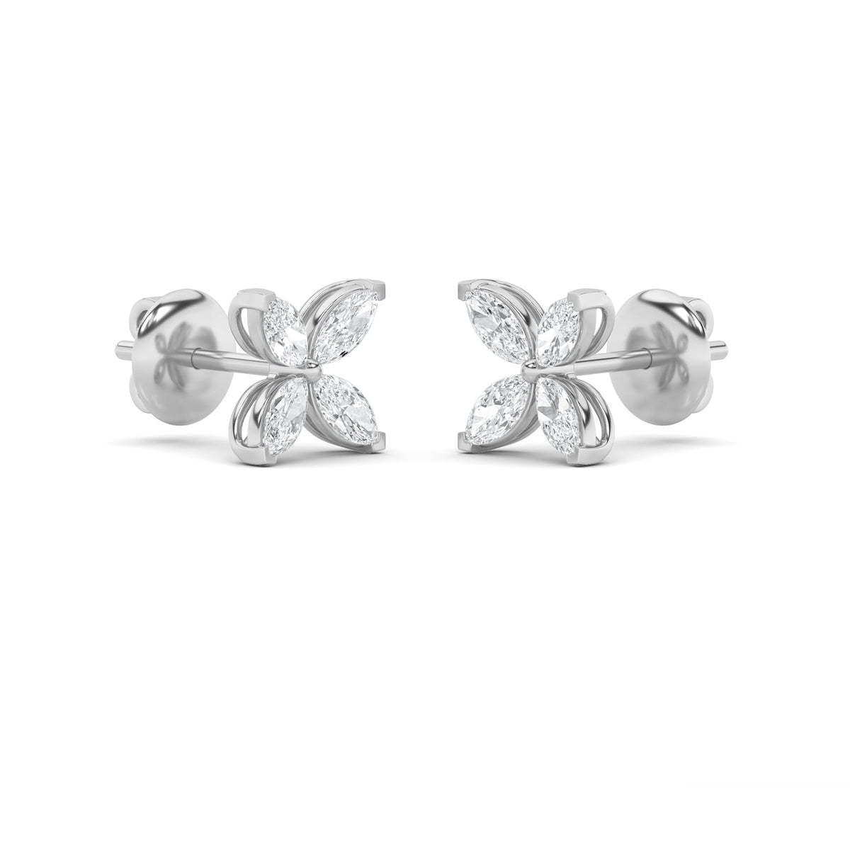 2CTW Marquise Lab-Grown Diamond Prong Flower Earrings 8 Stones