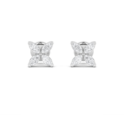 2CTW Marquise Lab-Grown Diamond Prong Flower Earrings 8 Stones