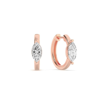 3.25CTW Marquise Lab-Grown Diamond Prong Solitaire Huggie Earrings 2 Stones