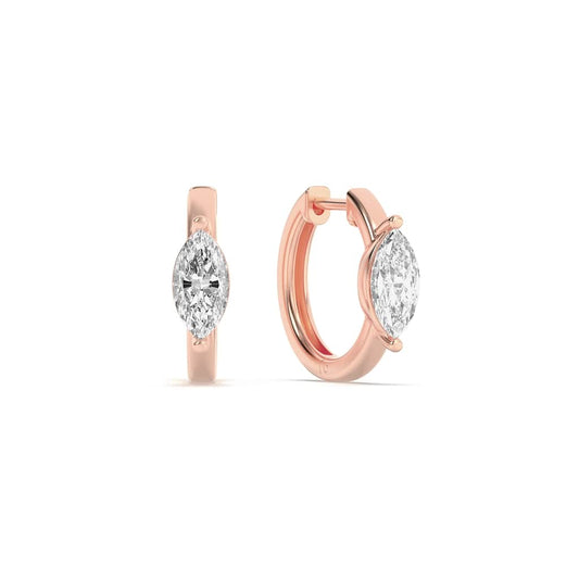 3.25CTW Marquise Lab-Grown Diamond Prong Solitaire Huggie Earrings 2 Stones