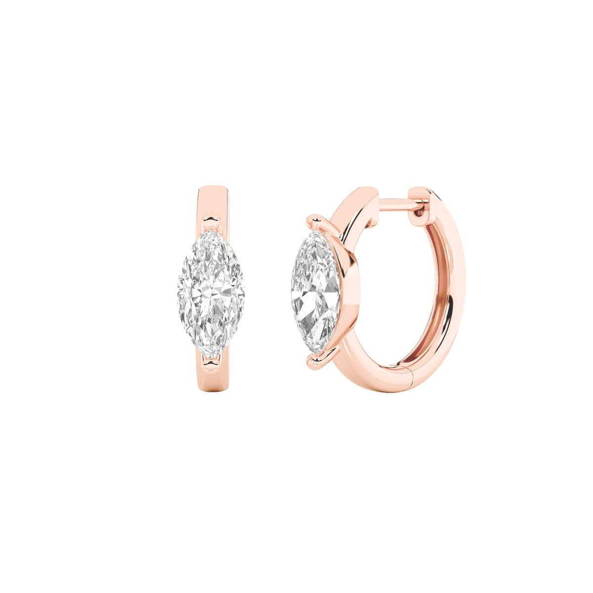 3.25CTW Marquise Lab-Grown Diamond Prong Solitaire Huggie Earrings 2 Stones