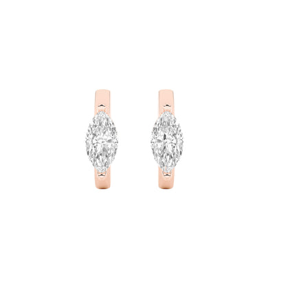 3.25CTW Marquise Lab-Grown Diamond Prong Solitaire Huggie Earrings 2 Stones