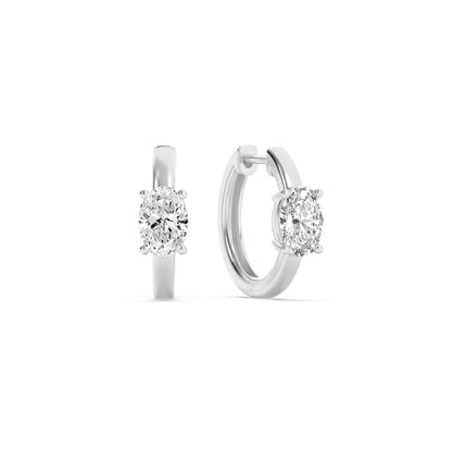 1.5CTW Oval Lab-Grown Diamond Prong Solitaire Huggie Earrings 2 Stones
