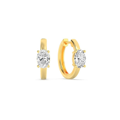 1.5CTW Oval Lab-Grown Diamond Prong Solitaire Huggie Earrings 2 Stones