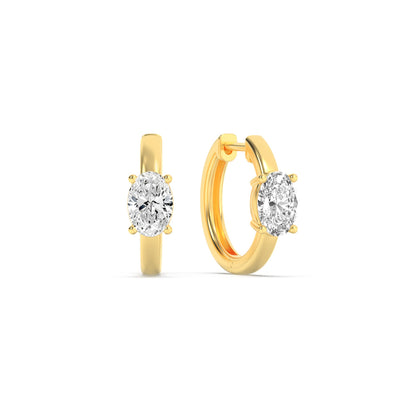 1.5CTW Oval Lab-Grown Diamond Prong Solitaire Huggie Earrings 2 Stones
