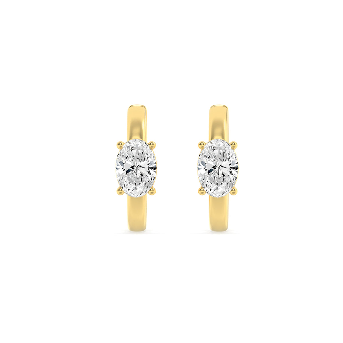 1.5CTW Oval Lab-Grown Diamond Prong Solitaire Huggie Earrings 2 Stones