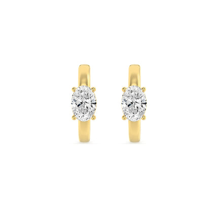 1.5CTW Oval Lab-Grown Diamond Prong Solitaire Huggie Earrings 2 Stones