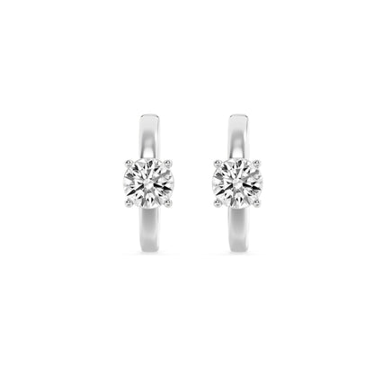 1.5CTW Round Lab-Grown Diamond Prong Solitaire Huggie Earrings 2 Stones