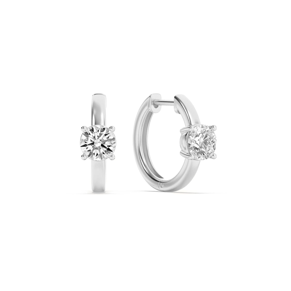1.5CTW Round Lab-Grown Diamond Prong Solitaire Huggie Earrings 2 Stones