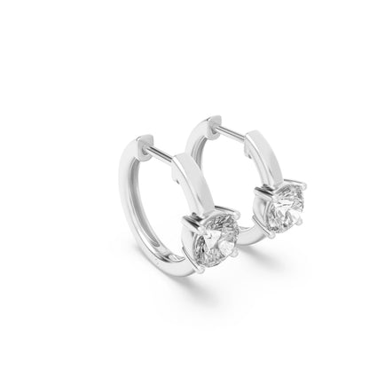 1.5CTW Round Lab-Grown Diamond Prong Solitaire Huggie Earrings 2 Stones