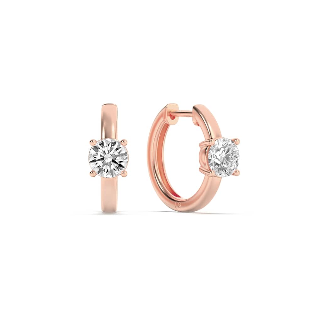 1.5CTW Round Lab-Grown Diamond Prong Solitaire Huggie Earrings 2 Stones