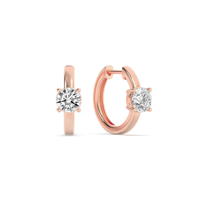 1.5CTW Round Lab-Grown Diamond Prong Solitaire Huggie Earrings 2 Stones