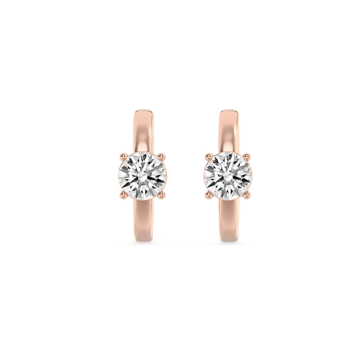 1.5CTW Round Lab-Grown Diamond Prong Solitaire Huggie Earrings 2 Stones