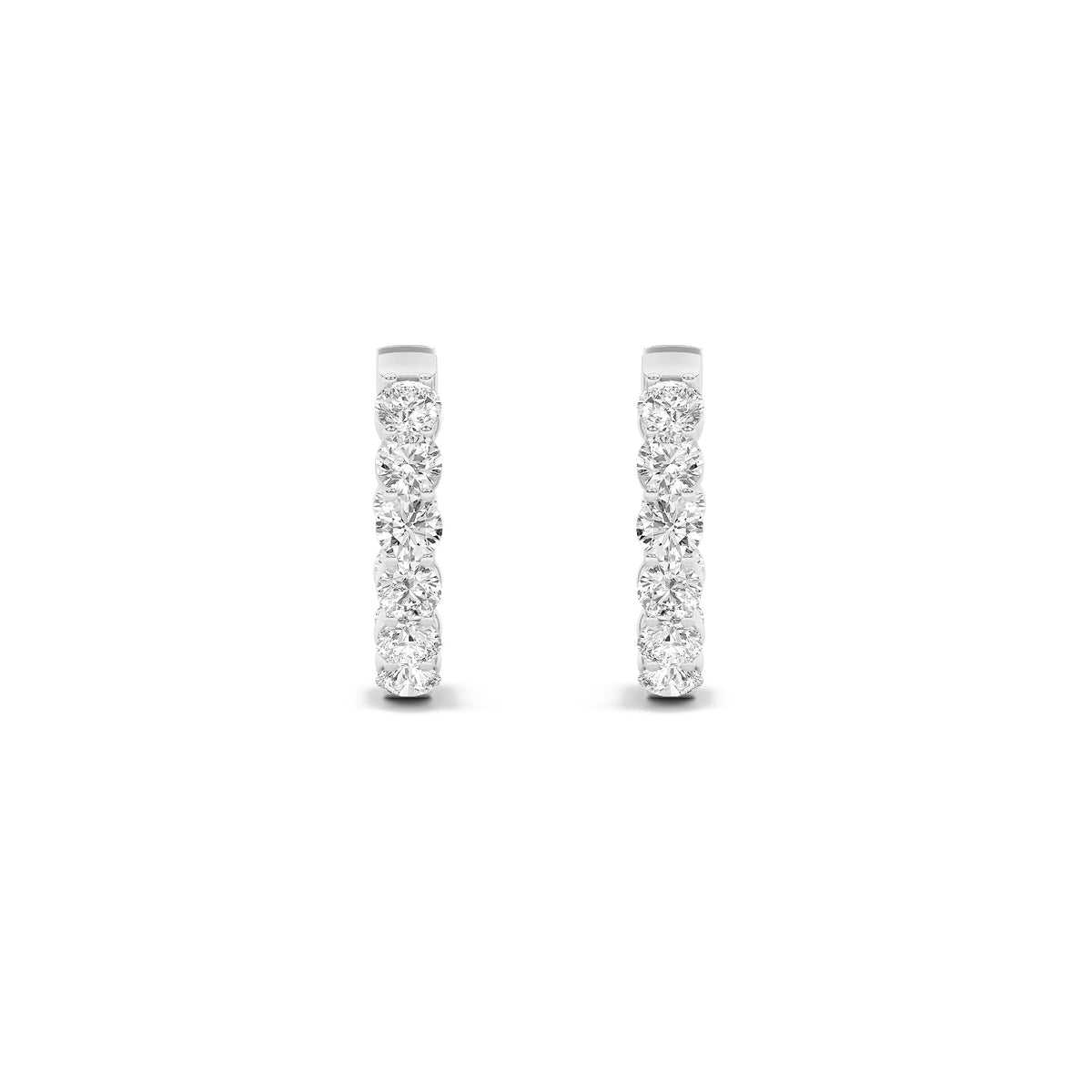 3CTW Round Lab-Grown Diamond Prong Inside Out Hoop Earrings 18 Stones 3.7mm Width