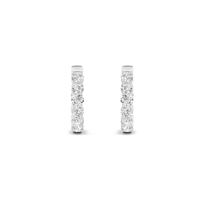 3CTW Round Lab-Grown Diamond Prong Inside Out Hoop Earrings 18 Stones 3.7mm Width