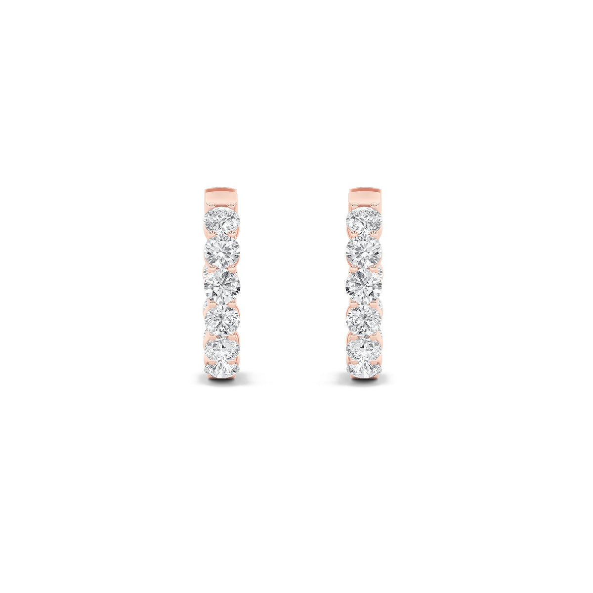 3CTW Round Lab-Grown Diamond Prong Inside Out Hoop Earrings 18 Stones 3.7mm Width