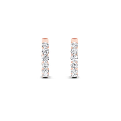 3CTW Round Lab-Grown Diamond Prong Inside Out Hoop Earrings 18 Stones 3.7mm Width