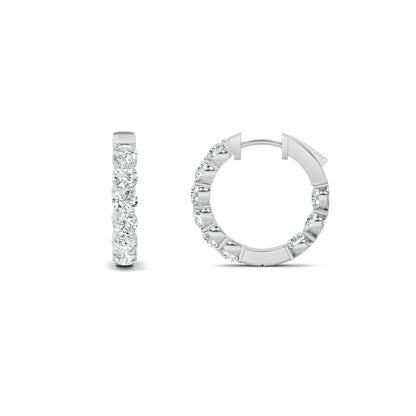 7CTW Round Lab-Grown Diamond Prong Inside Out Hoop Earrings 42 Stones 3.65mm Width