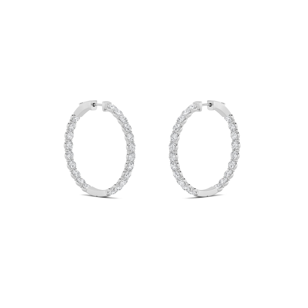 7CTW Round Lab-Grown Diamond Prong Inside Out Hoop Earrings 42 Stones 3.65mm Width