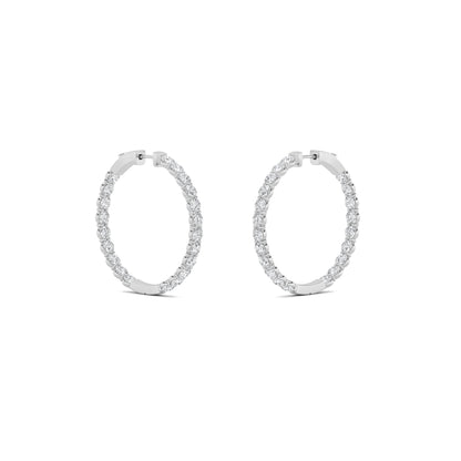 7CTW Round Lab-Grown Diamond Prong Inside Out Hoop Earrings 42 Stones 3.65mm Width