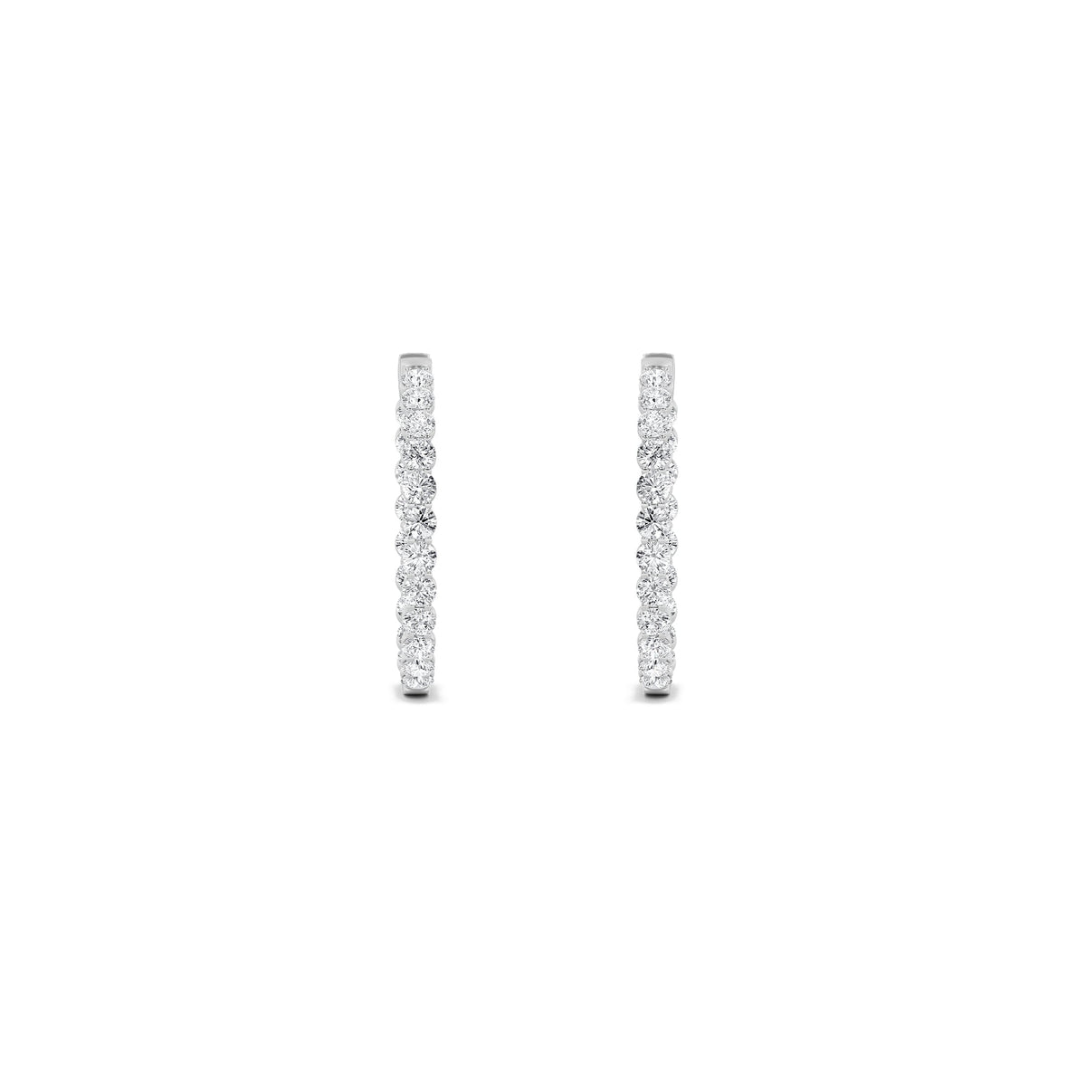 7CTW Round Lab-Grown Diamond Prong Inside Out Hoop Earrings 42 Stones 3.65mm Width