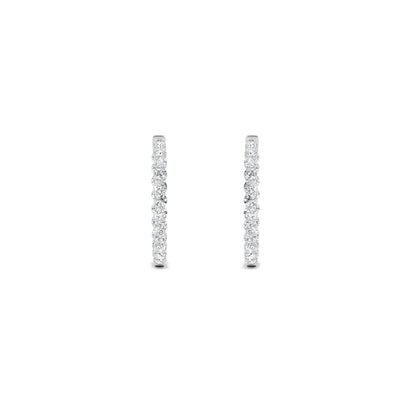 7CTW Round Lab-Grown Diamond Prong Inside Out Hoop Earrings 42 Stones 3.65mm Width