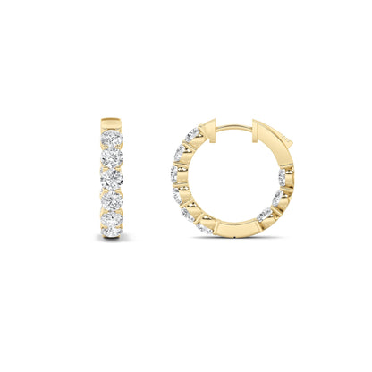 7CTW Round Lab-Grown Diamond Prong Inside Out Hoop Earrings 42 Stones 3.65mm Width