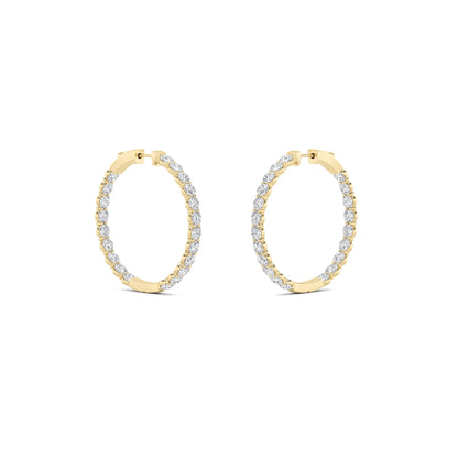 7CTW Round Lab-Grown Diamond Prong Inside Out Hoop Earrings 42 Stones 3.65mm Width