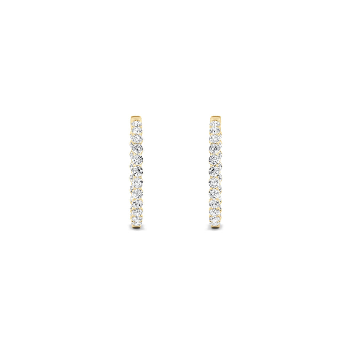 7CTW Round Lab-Grown Diamond Prong Inside Out Hoop Earrings 42 Stones 3.65mm Width
