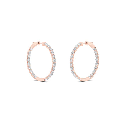 7CTW Round Lab-Grown Diamond Prong Inside Out Hoop Earrings 42 Stones 3.65mm Width