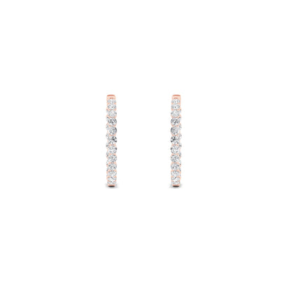 7CTW Round Lab-Grown Diamond Prong Inside Out Hoop Earrings 42 Stones 3.65mm Width