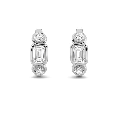 2.5CTW Emerald Lab-Grown Diamond Bezel Three Stone Earrings 6 Stones