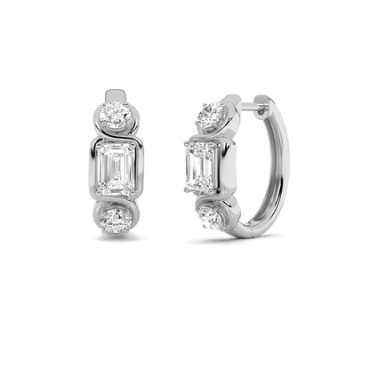 2.5CTW Emerald Lab-Grown Diamond Bezel Three Stone Earrings 6 Stones