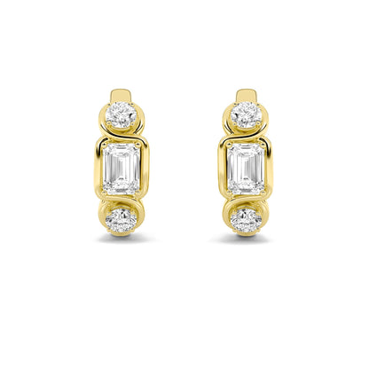 2.5CTW Emerald Lab-Grown Diamond Bezel Three Stone Earrings 6 Stones