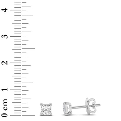1CTW Princess Lab-Grown Diamond Prong Classic Basket Set Stud Earrings 2 Stones