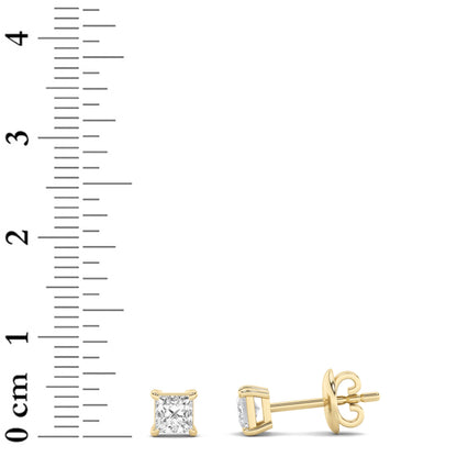 1CTW Princess Lab-Grown Diamond Prong Classic Basket Set Stud Earrings 2 Stones