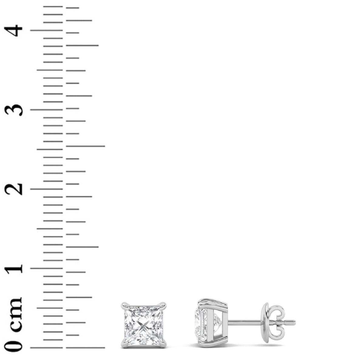 2CTW Princess Lab-Grown Diamond Prong Classic Basket Set Stud Earrings 2 Stones