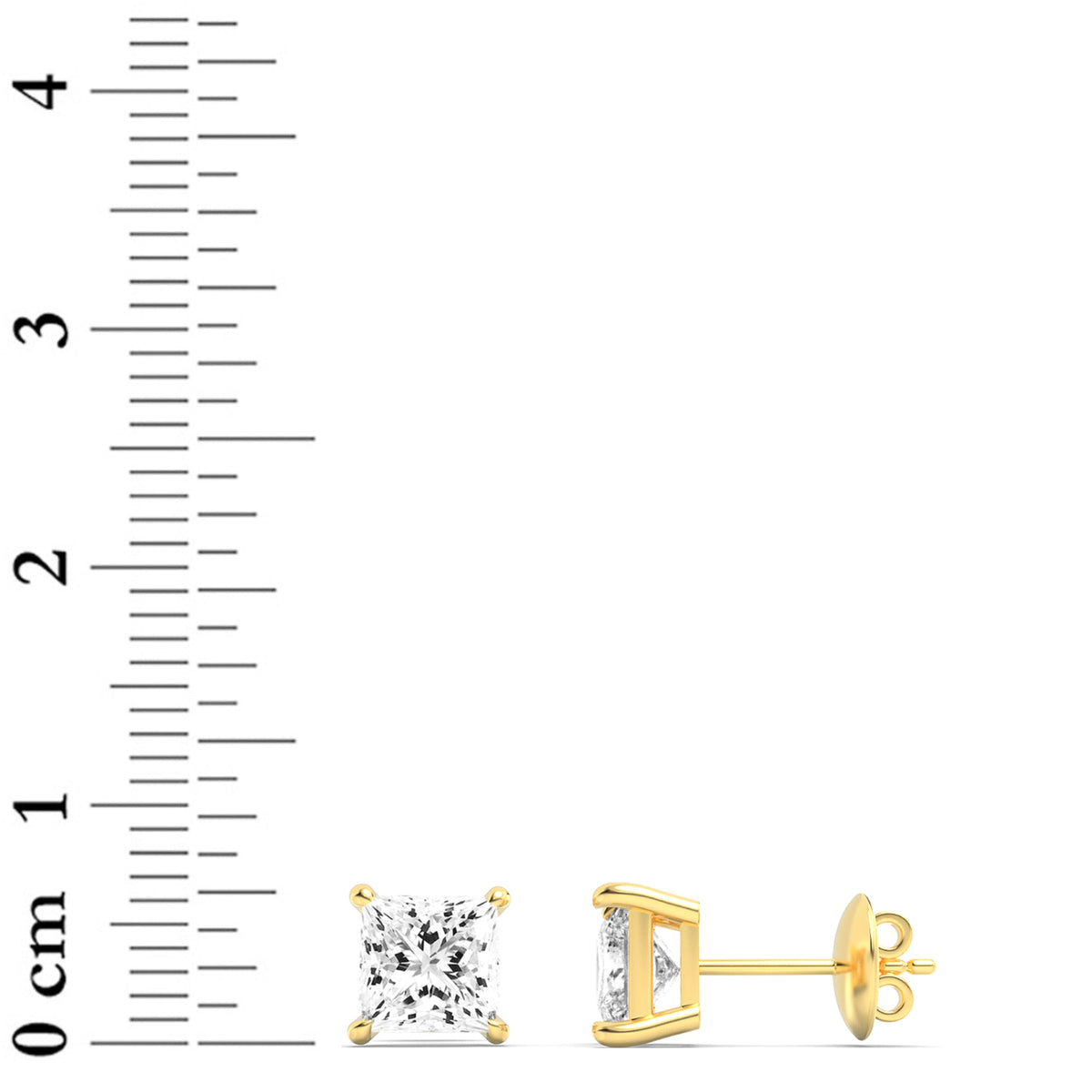 3CTW Princess Lab-Grown Diamond Prong Classic Basket Set Stud Earrings 2 Stones