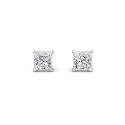 4CTW Princess Lab-Grown Diamond Prong Classic Basket Set Stud Earrings 2 Stones